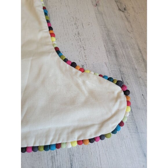 Crate Barrel large white Stocking rainbow pom pom unique - Picture 3 of 9